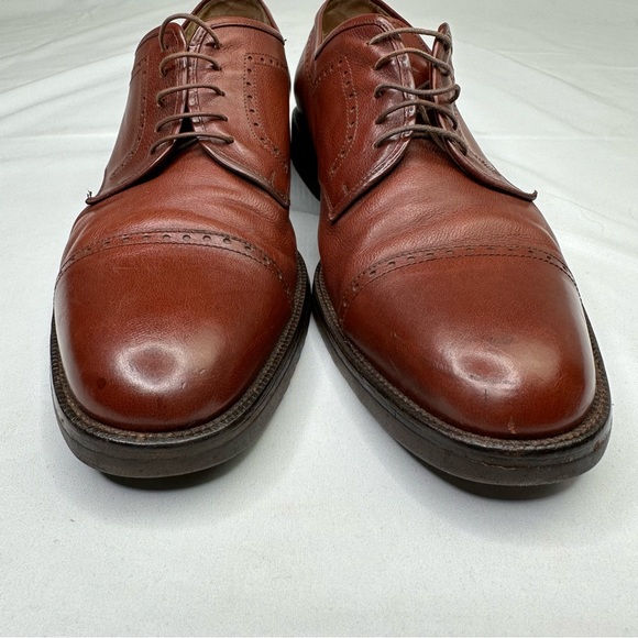 Salvatore Ferragamo Dress Shoes Mens 10 D Leather Brown Cap Toe Vibram Gumlite - Picture 4 of 10